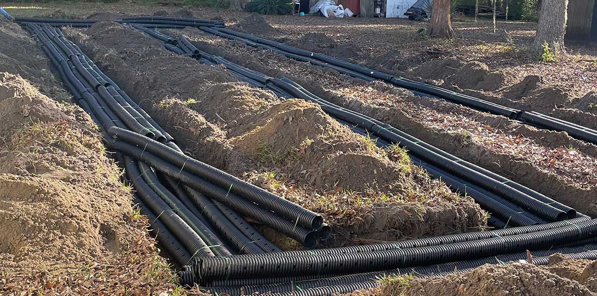 Image of a new septic system and drain field being installed in Lake Park Ga